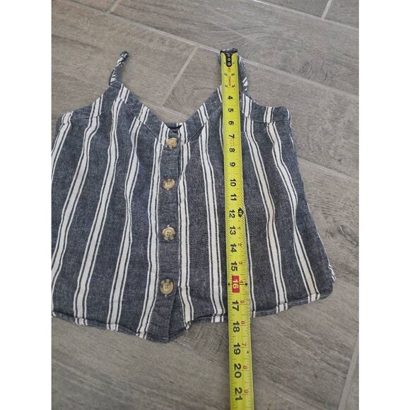 Women's Abercrombie & Fitch Long Crop Tank Top Buttons Blue and White Stripes Si - Picture 2 of 6